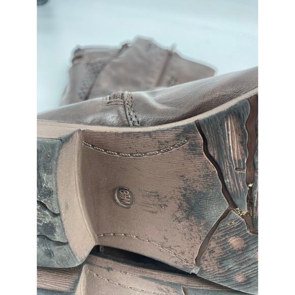 Valenti Franco BARCELONA women 8.5 BROWN mid calf lace up round toe heel BOOTS - Picture 4 of 9